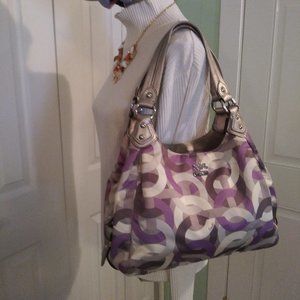 2166 Coach Signature Madison 14420 Maggie Op Art Shoulder Handbag Purse